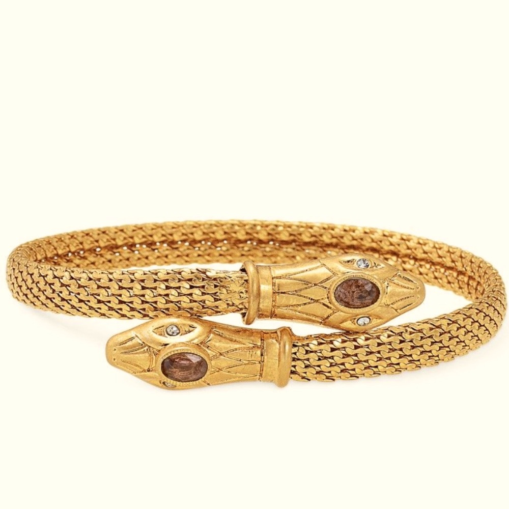 Double Headed Snake Coiled Bangle Bracelet